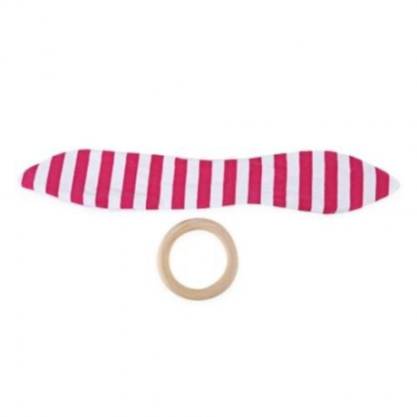 1PC STRIPED WOOL TEETHING RING TEETHER FOR BABIES (PLUM STRIPE)