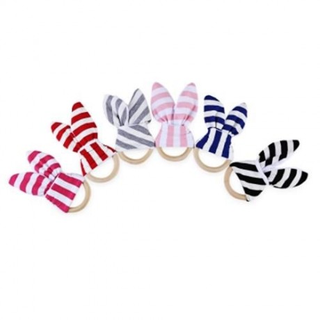1PC STRIPED WOOL TEETHING RING TEETHER FOR BABIES (PLUM STRIPE)