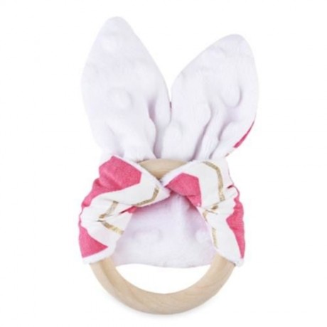 1PC SWEET WOOD TEETH WING RING FOR BABIES (PLUM    GOLDEN RIPPLE)