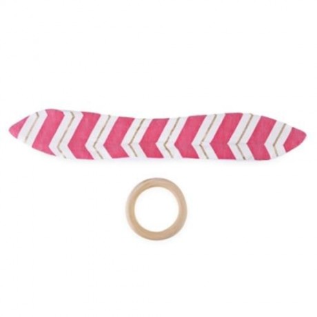 1PC SWEET WOOD TEETH WING RING FOR BABIES (PLUM    GOLDEN RIPPLE)
