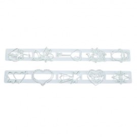 2PCS FONDANT LOVE HEART CAKE COOKIE MOLD DECORATING CUTTER (WHITE)