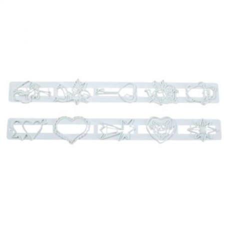 2PCS FONDANT LOVE HEART CAKE COOKIE MOLD DECORATING CUTTER (WHITE)