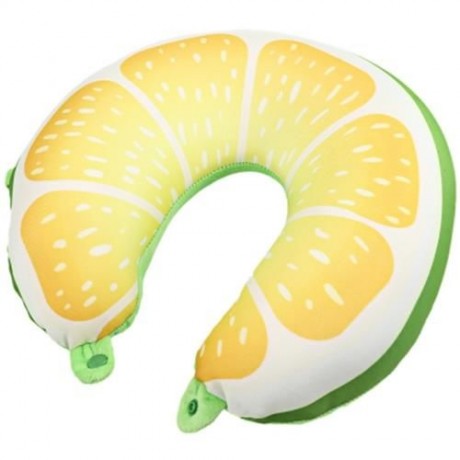 PORTABLE FRUIT U SHAPED PILLOW FOAM PARTICLES SOFT CUSHION FOR HOME TRAVEL (YELLOW)