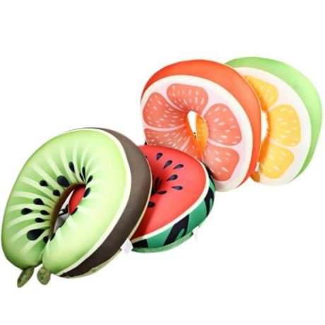 PORTABLE FRUIT U SHAPED PILLOW FOAM PARTICLES SOFT CUSHION FOR HOME TRAVEL (YELLOW)