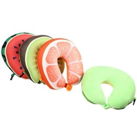 PORTABLE FRUIT U SHAPED PILLOW FOAM PARTICLES SOFT CUSHION FOR HOME TRAVEL (YELLOW)
