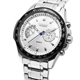CURREN 8020 MEN QUARTZ WATCH DECORATIVE SUB-DIAL LUMINOUS 3ATM WRISTWATCH (SILVER AND WHIT