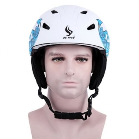 BENICE SKIING HELMET WITH INNER ADJUSTABLE BUCKLE LINER CUSHION LAYER (WHITE)