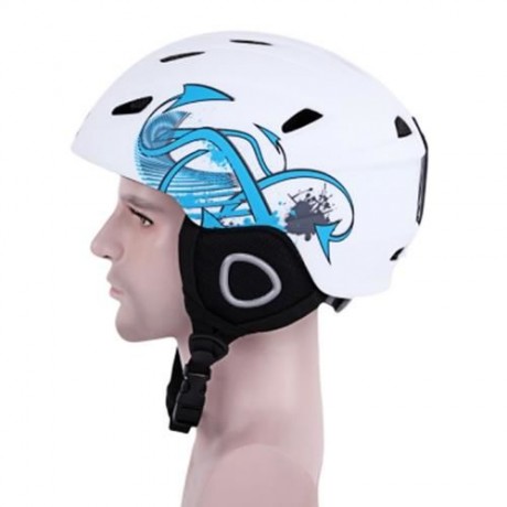 BENICE SKIING HELMET WITH INNER ADJUSTABLE BUCKLE LINER CUSHION LAYER (WHITE)