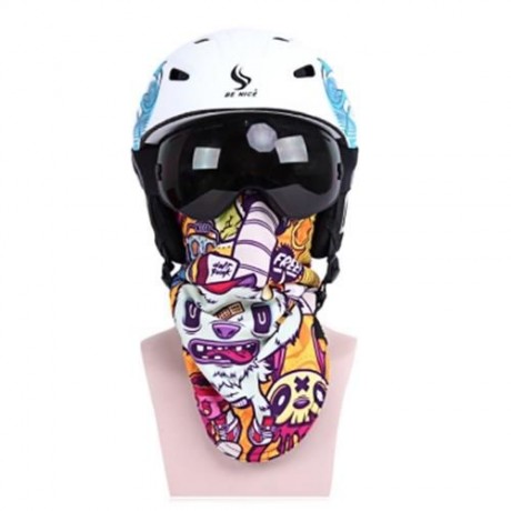 BENICE SKIING HELMET WITH INNER ADJUSTABLE BUCKLE LINER CUSHION LAYER (WHITE)