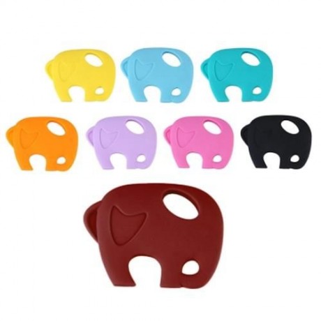 SWEET BABY CHILD CARTOON ANIMAL ELEPHANT SHAPE FOOD GRADE SILICONE BPA FREE TEETHER (RED)