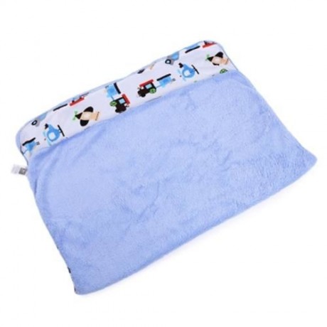 COMFORTABLE SOFT BABY CHILD CARTOON CAR PRINT DOUBLE LAYERS COVER HOLD BLANKET (BLUE)