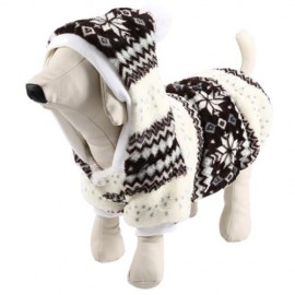 WARM CORAL FLEECE PET DOG CLOTHES COZY SNOWFLAKE PUPPY COAT (CARAMEL)