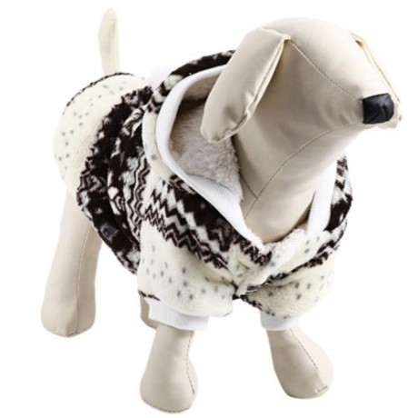 WARM CORAL FLEECE PET DOG CLOTHES COZY SNOWFLAKE PUPPY COAT (CARAMEL)