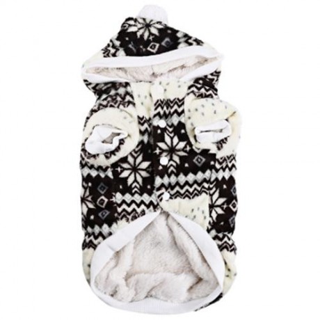 WARM CORAL FLEECE PET DOG CLOTHES COZY SNOWFLAKE PUPPY COAT (CARAMEL)