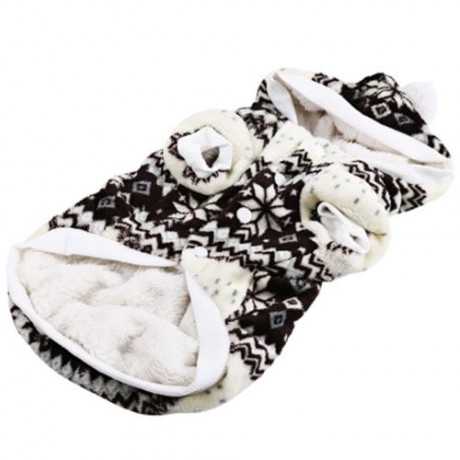 WARM CORAL FLEECE PET DOG CLOTHES COZY SNOWFLAKE PUPPY COAT (CARAMEL)