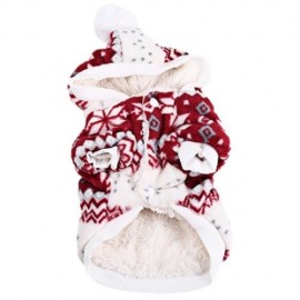 WARM CORAL FLEECE PET DOG CLOTHES COZY SNOWFLAKE PUPPY COAT (RED)