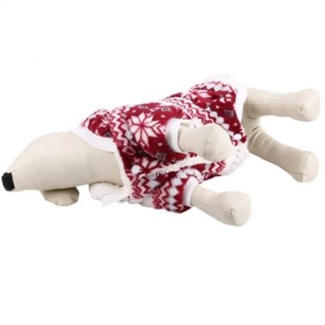 WARM CORAL FLEECE PET DOG CLOTHES COZY SNOWFLAKE PUPPY COAT (RED)