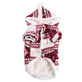 WARM CORAL FLEECE PET DOG CLOTHES COZY SNOWFLAKE PUPPY COAT (CLARET)