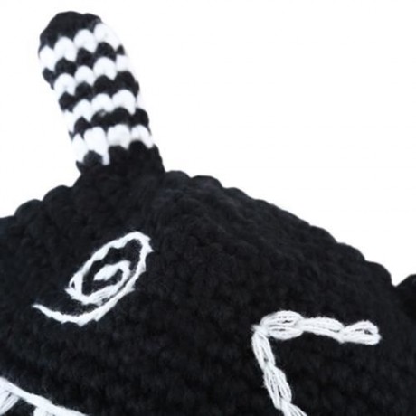 CUTE KID CARTOON KNITTING LACING WOOL HAT (BLACK)