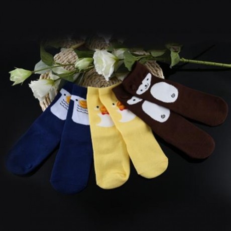 CUTE BABY CHILD UNISEX CARTOON ANIMAL PRINT SKID RESISTANT ELASTIC SOCKS (CADETBLUE)