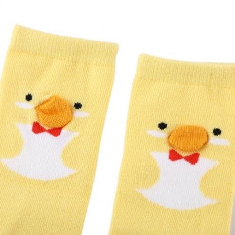 CUTE BABY CHILD UNISEX CARTOON ANIMAL PRINT SKID RESISTANT ELASTIC SOCKS (YELLOW)