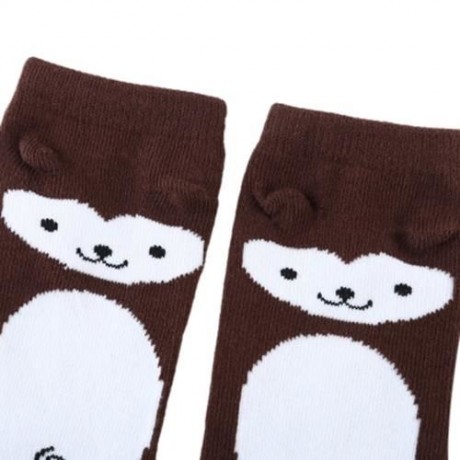 CUTE BABY CHILD UNISEX CARTOON ANIMAL PRINT SKID RESISTANT ELASTIC SOCKS (COFFEE)