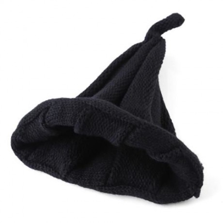 TRENDY TWISTED CHILD UNISEX WOOL KNITTING POINTED HAT (BLACK)