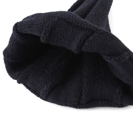 TRENDY TWISTED CHILD UNISEX WOOL KNITTING POINTED HAT (BLACK)