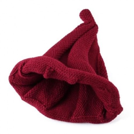 TRENDY TWISTED CHILD UNISEX WOOL KNITTING POINTED HAT (WINE RED)