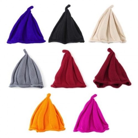 TRENDY TWISTED CHILD UNISEX WOOL KNITTING POINTED HAT (WINE RED)
