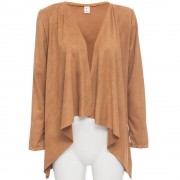 SIMPLE COLLARLESS LONG SLEEVE PURE COLOR ASYMMETRICAL CARDIGAN FOR LADIES