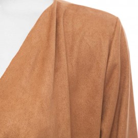 SIMPLE COLLARLESS LONG SLEEVE PURE COLOR ASYMMETRICAL CARDIGAN FOR LADIES