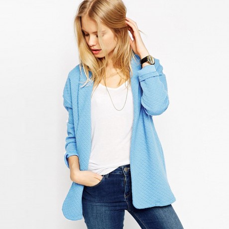 STYLISH LAPEL COLLAR LONG SLEEVE PURE COLOR WOMEN'S COAT