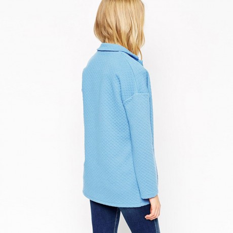 STYLISH LAPEL COLLAR LONG SLEEVE PURE COLOR WOMEN'S COAT