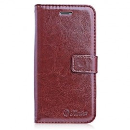 TOMKAS CRAZY HORSE SERIES WALLET FULL BODY COVER FOR IPHONE 7 (BROWN)