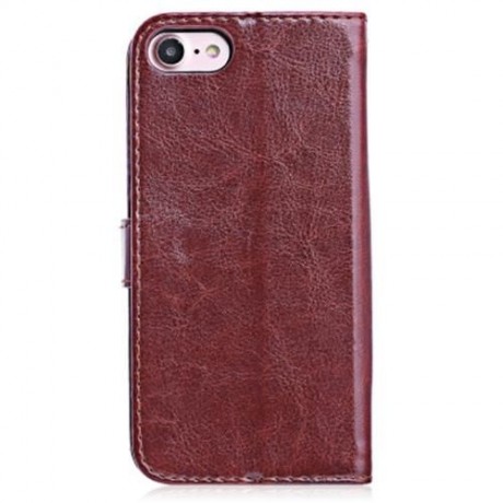 TOMKAS CRAZY HORSE SERIES WALLET FULL BODY COVER FOR IPHONE 7 (BROWN)