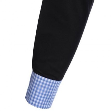 CASUAL GRID DESIGN COLOR BLOCK MALE LONG SLEEVE SHIRT (BLUE)