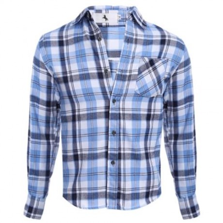 CASUAL GRID DESIGN SLIM FIT MALE LONG SLEEVE SHIRT (AZURE)