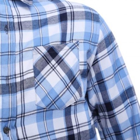 CASUAL GRID DESIGN SLIM FIT MALE LONG SLEEVE SHIRT (AZURE)