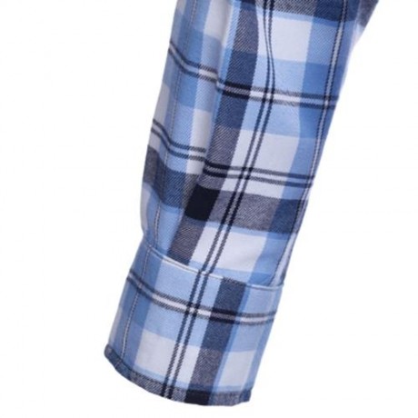 CASUAL GRID DESIGN SLIM FIT MALE LONG SLEEVE SHIRT (AZURE)