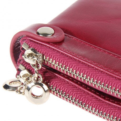 SOLID DOUBLE ZIPPER MULTI CARD BITS WALLETS FOR LADIES