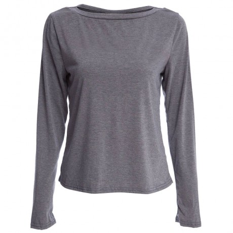 SEXY ROUND COLLAR LONG SLEEVE HOLLOW OUT LACE-UP WOMEN T-SHIRT