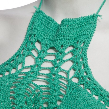 SEXY JEWEL COLLAR SLEEVELESS HOLLOW OUT KNITTED JUMPSUIT SWIMSUIT FOR WOMEN