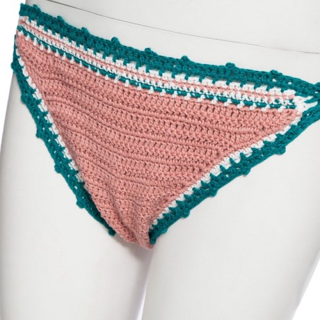 SEXY HALTER COLOR BLOCK SPLICED KNITTED WOMEN BIKINI SET