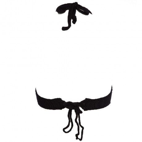 RETRO STYLE HALTER HOLLOW OUT KNITTED FRINGED WOMEN BIKINI TOP