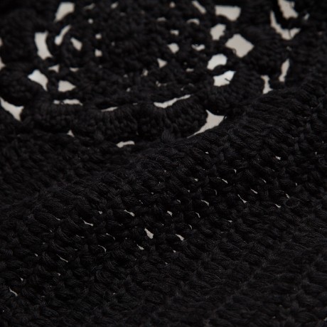 RETRO STYLE HALTER HOLLOW OUT KNITTED FRINGED WOMEN BIKINI TOP