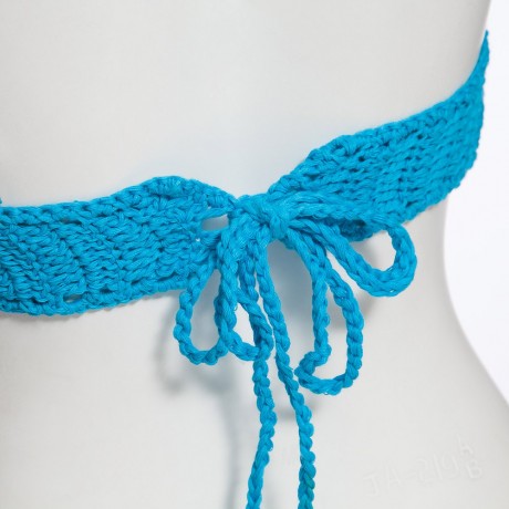 RETRO STYLE HALTER HOLLOW OUT KNITTED FRINGED WOMEN BIKINI TOP