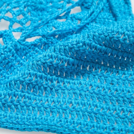 RETRO STYLE HALTER HOLLOW OUT KNITTED FRINGED WOMEN BIKINI TOP