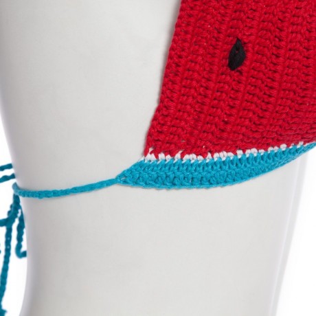 SEXY FRESH WATERMELON DESIGN WIRE FREE BACKLESS KNITED WOMEN BIKINI SET