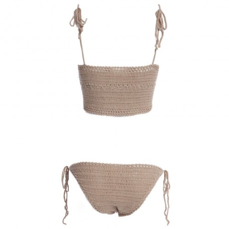 SEXY SOLID COLOR KNITED VEST TYPE WOMEN BIKINI SET